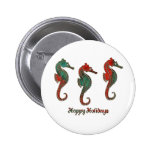 Metallic Christmas Seahorse Trio Pinback Buttons