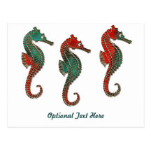 Metallic Christmas Seahorse Trio Post Cards