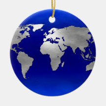 Metallic Earth Map Christmas Tree Ornaments