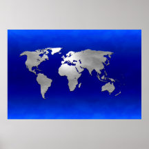 Metallic Earth Map Poster