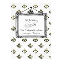 Metallic Fleur de lis (Gold) Wedding Announcement