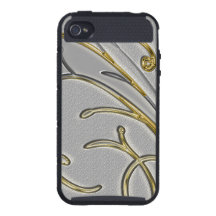 Metallic Gold & Silver Swirls Bling iPhone 4 Cases