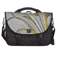 Metallic Gold & Silver Swirls Of Elegance Laptop Commuter Bag