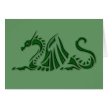 Metallic Green Dragon Greeting Card