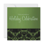 Metallic Green Holiday Celebration Invites