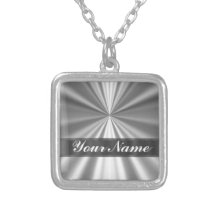 Metallic looking silver necklaces