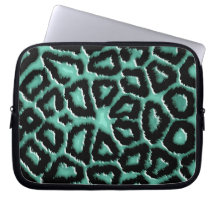 Metallic Mint Green Giraffe Print Laptop Sleeves