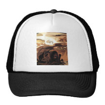 METALLIC NEUTRAL BROWN GLOW MESH HATS