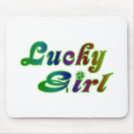 Metallic Rainbow Lucky Girl Mouse Pad
