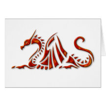 Metallic Red Beveled Dragon Greeting Card