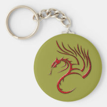 Metallic Red Hammered Dragon Keychains