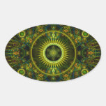"Metatron's Magick Wheel" - Fractal Art Oval Stickers