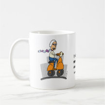 metro dudes ride scooters and drink coffee coffee mugs