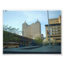Metro Train and Liberty Building in Buffalo NY Photograph