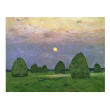 Meules de foin au crépuscule, 1899 carte postale