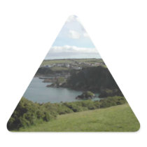 Mevagissey. Cornwall. Scenic coastal view. Triangle Sticker