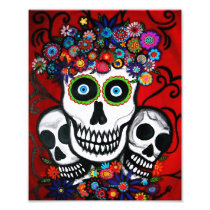 Mexican 3 Skulls Day of the Dead Painting Art Photo
