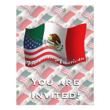 Mexican-American Waving Flag Custom Invitations