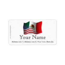 Mexican-American Waving Flag Personalized Address Labels