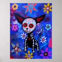 MEXICAN CHIHUAHUA DIA DE LOS MUERTOS PAINTING PRINT