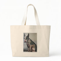 Mexican day of the dead bull terrier tote bags
