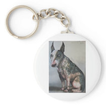 Mexican day of the dead bull terrier keychains