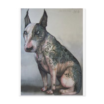 Mexican day of the dead bull terrier postcards