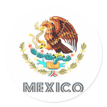 Mexican Emblem Round Stickers