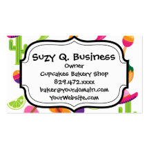 Mexican Fiesta Party Sombrero Saguaro Lime Peppers Business Cards