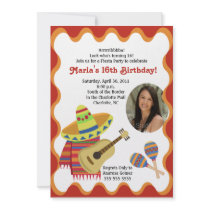 MEXICAN FIESTA PHOTO BIRTHDAY INVITATIONS