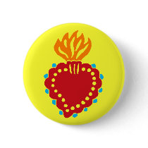Mexican Folk Art Sacred Heart Pin