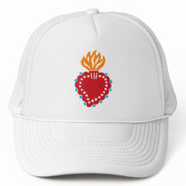 Mexican Folk Art Sacred Heart Trucker Hats
