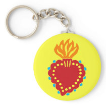 Mexican Folk Art Sacred Heart Key Chains