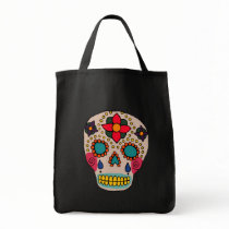 Mexican Folk Art Sugar Skull Canvas Bags
