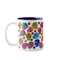 Mexican Folk Art Sugar Skulls Mugs