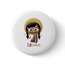 Mexican Girl Pinback Button