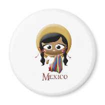 Mexican Girl Fridge Magnets