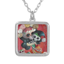 Mexican Skeleton Mother and Daughter Necklaces