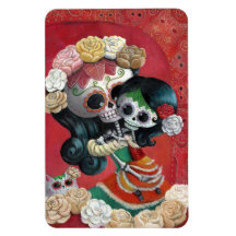 Mexican Skeleton Mother and Daughter Rectangle Magnets