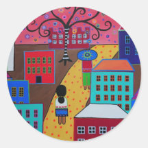 Mexican Town by Prisarts Round Sticker