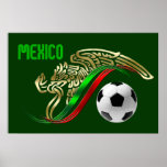 Mexico Futbol soccer Eagle and snake Mexican flag Print
