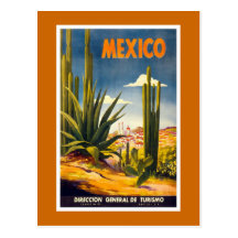 "Mexico" Vintage Travel Poster Postcard