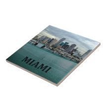 Miami FLA Urban Skyline Waterfront Cityscape Photo Tiles