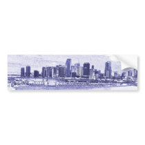 Miami, Florida Skyline Pencil Drawing Bumper Stickers