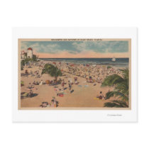 Miami, Florida - View of Sunbathers at Miami Postcards