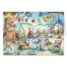 Mice Picnic Camping - Birthday Greeting Card