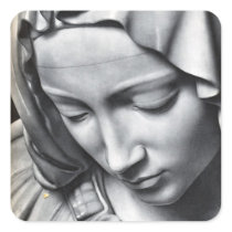 Michelangelo's Pieta detail of Virgin Mary's face Square Sticker