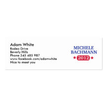 Michele Bachmann 2012 Business Card Templates