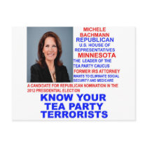 Michele Bachmann, Tea Party Terrorist Post Card