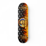 Michelle skull real fire and flames skateboard des